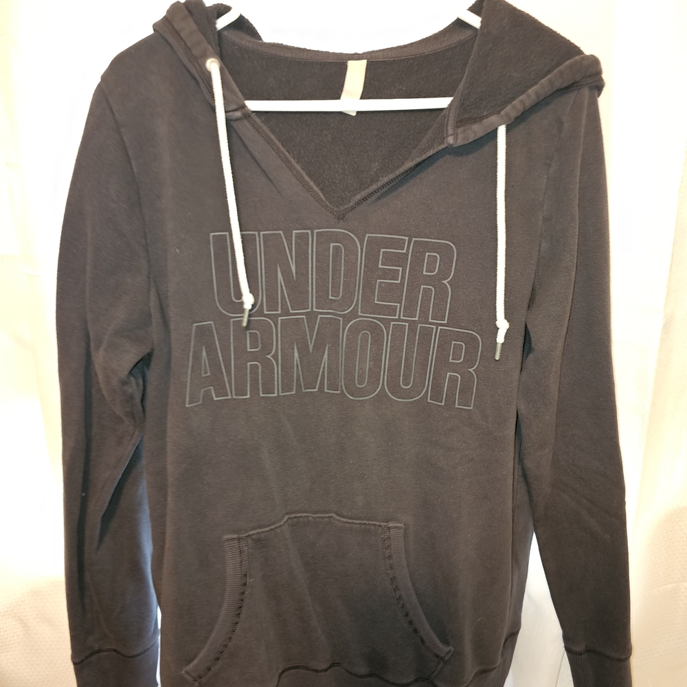 Under Armour Dark Gray Hooded Sweatshirt with Front Logo